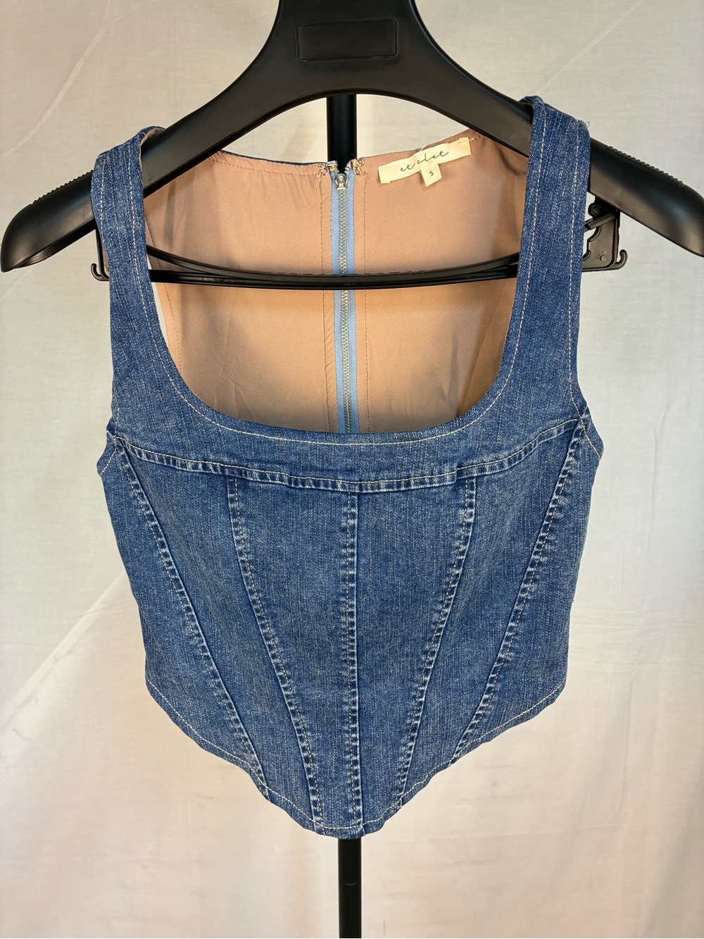 Et Clet Denim Corset Crop Top S